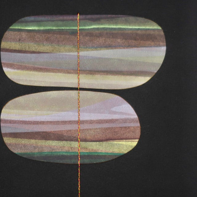 Contemporary Abstract Landscape Mixed Media Collage on Handmade Paper With Braided Thread by Casey R. Klein For Sale - Image 4 of 17