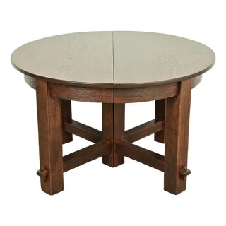 Early Gustav Stickley Antique Mission Oak Arts & Crafts Extension Dining Table, Newly Refinished For Sale