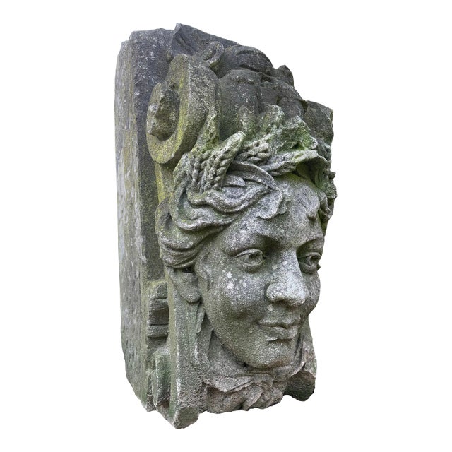 Antique Hand Carved French Sandstone Sculpture of Summer Goddess For Sale