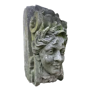 Antique Hand Carved French Sandstone Sculpture of Summer Goddess