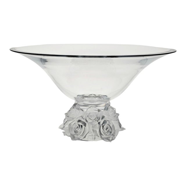Shannon Crystal by Godinger Frosted Rose Bouquet Pedestal Bowl, 14", Ireland For Sale