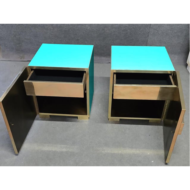 Murano Glass and Brass Nightstands from Justfurnituress, Set of 2 For Sale - Image 4 of 7