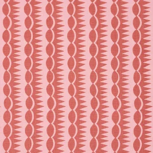 Schumacher x Drusus Tabor Dagger Stripe Fabric in Red on Pink