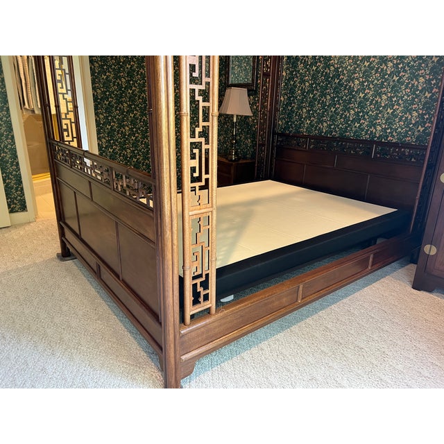 Ming Style Queen Canopy Bed Attributed to Baker For Sale - Image 11 of 14