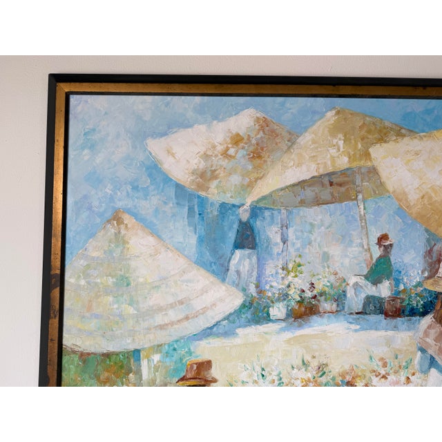 1970’s John Adamos Manol Impressionist Florist Market Oil on Canvas Painting – Framed For Sale - Image 4 of 12