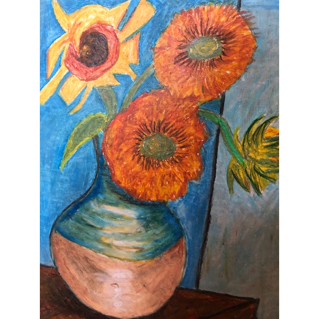Handsome and vibrant colors this original pastel on board was created by Bay Area artist Leanna Wright. The board is in...