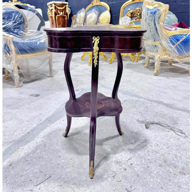 Brown Louis XV Style French Trefoil Side Table For Sale - Image 8 of 11
