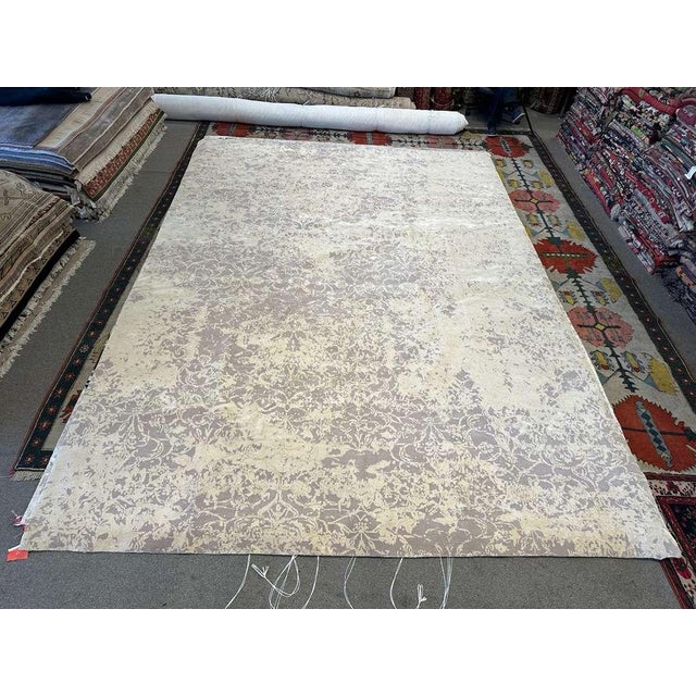 Abstract Modern Abstract Nepalese Handspun Wool Rug, 10x14 For Sale - Image 3 of 4