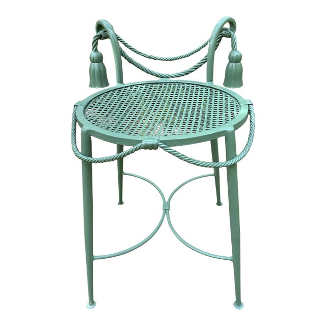 Vintage Aluminum Garden Stool in Classic Green For Sale