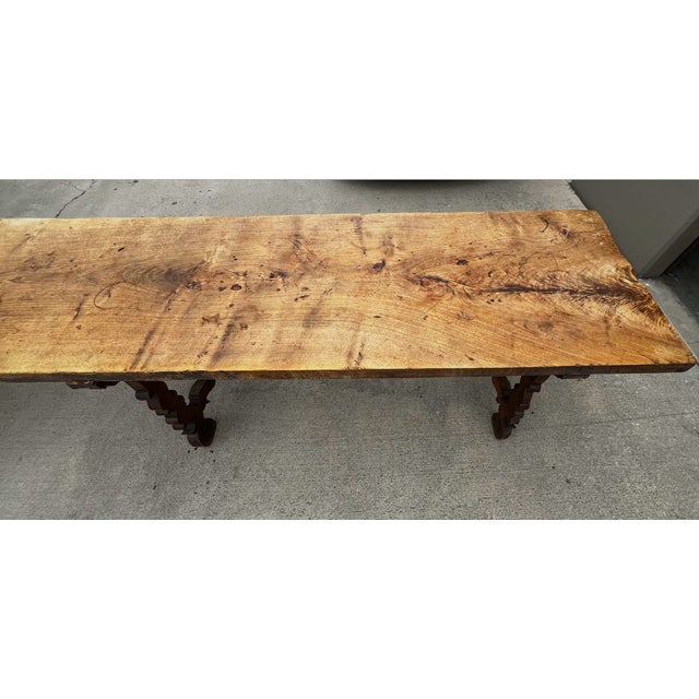 Monumental 18th-Century Spanish Baroque Style Walnut Trestle Dining / Refectory Table For Sale In Los Angeles - Image 6 of 18
