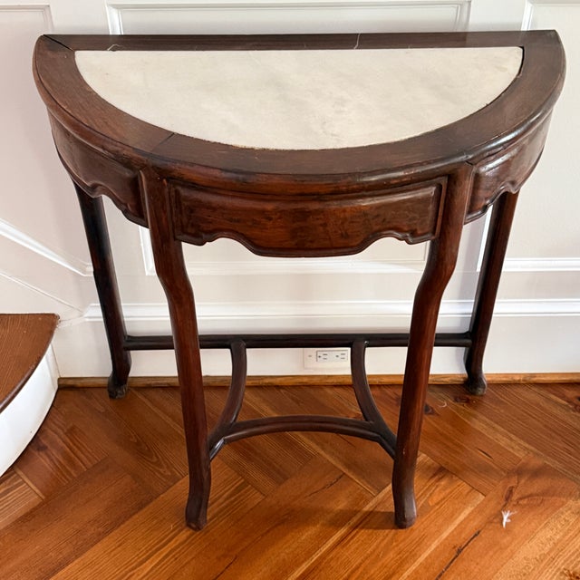 Vintage Marble Insert Demilune Table For Sale In Washington DC - Image 6 of 6