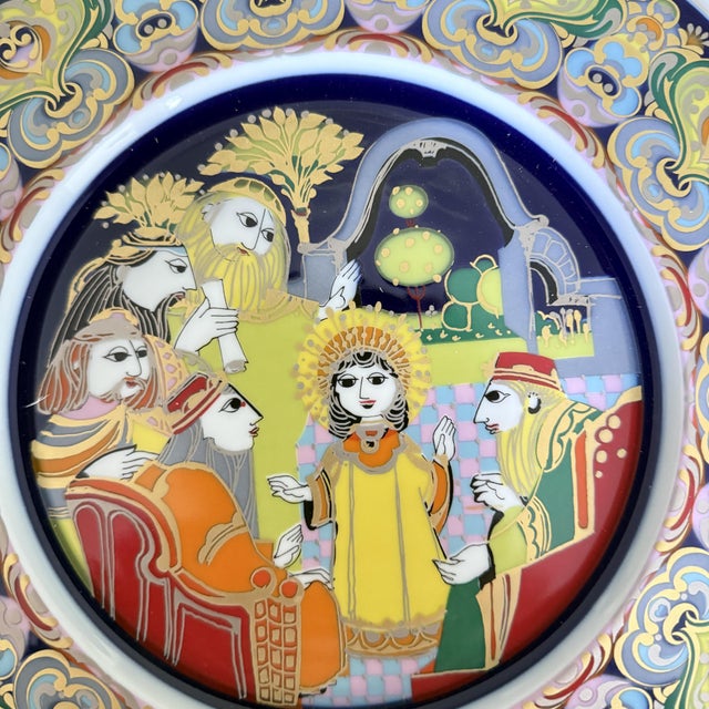 Porcelain Christmas Plate of the Child with the Scholars in the Temple by Björn Wiinblad for Rosenthal Studio Line, Germany, 1981 For Sale - Image 6 of 8