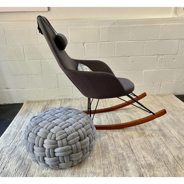 Gray Pod Rocking Chair and Knot Ottoman For Sale - Image 8 of 10