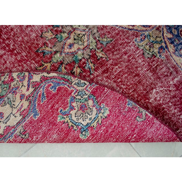 Textile Vintage Hand Knotted Round Turkish Rug Upcycled Wool Circle Area Rug 5'2" X 5'2" For Sale - Image 7 of 9