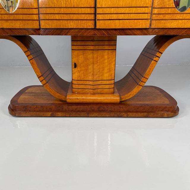 Art Deco Italian Wooden Bar Cabinet Mirrored Doors and Decorative Inlays, 1930s For Sale - Image 18 of 18
