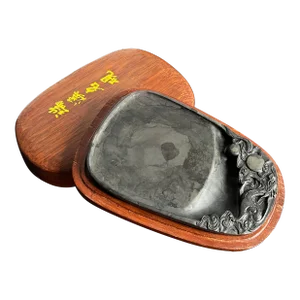 Vintage Hand Carved Chinese Duan Ink Stone for Calligraphy