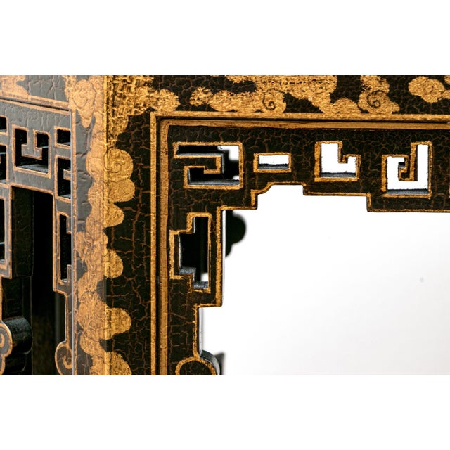 Chinoiserie Vintage Chinoiserie Black Lacquered Octagonal Pedestal Stands—A Pair For Sale - Image 3 of 12