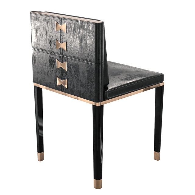 "Sabbia" Chair With Bronze and Tailor Made Leather For Sale In Los Angeles - Image 6 of 12
