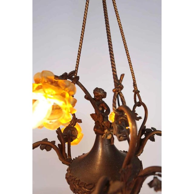 Antique Art Nouveau Chandelier with Putto For Sale - Image 3 of 8