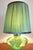 Large ikora glass table lamp by german designer karl wiedmann for wmf - thick-walled glass in green/blue with gold-ochre...