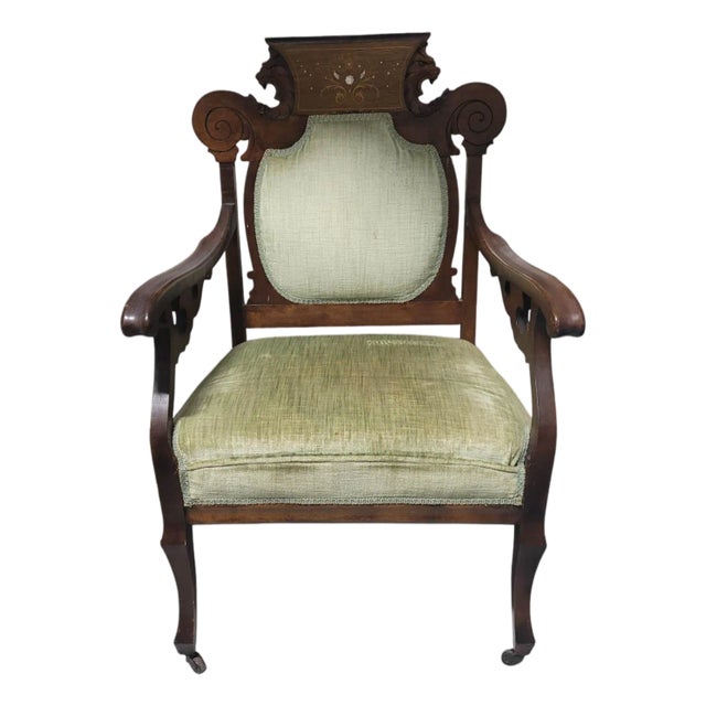 Antique Victorian Renaissance Revival Parlor Armchair, C. 1880 For Sale