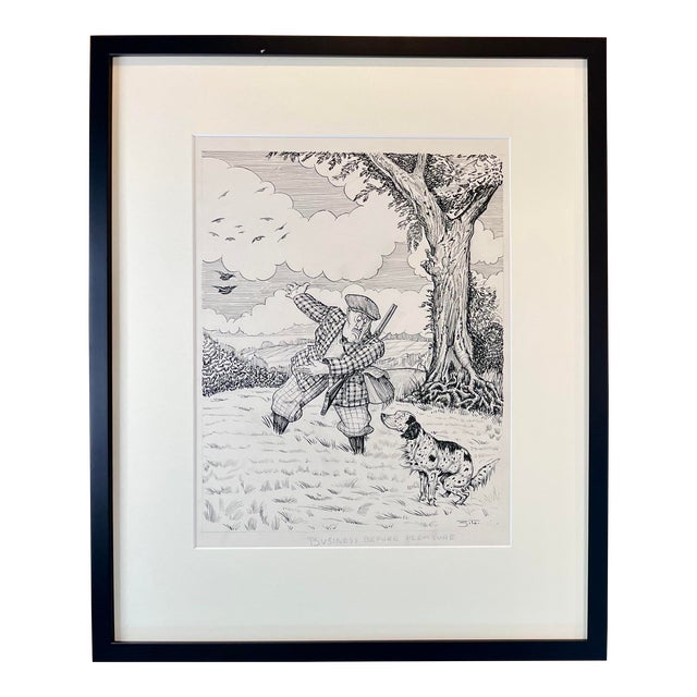 1950s Original Dog Drawing by Vincenzo Zito, Framed Chairish