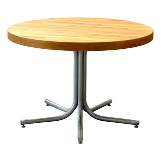 Round Dining Table in Oak and Steel, 1990s For Sale