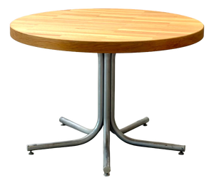 Round Dining Table in Oak and Steel, 1990s