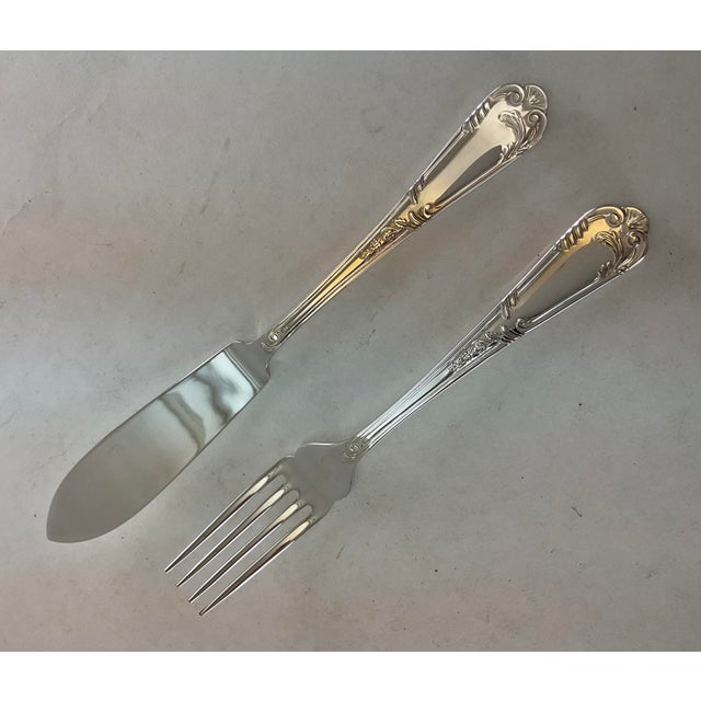 New 1980s Silver Fish Set of 12 Pair Fish Eaters & Fish Servers, La Regence - 26 PCS For Sale - Image 11 of 16