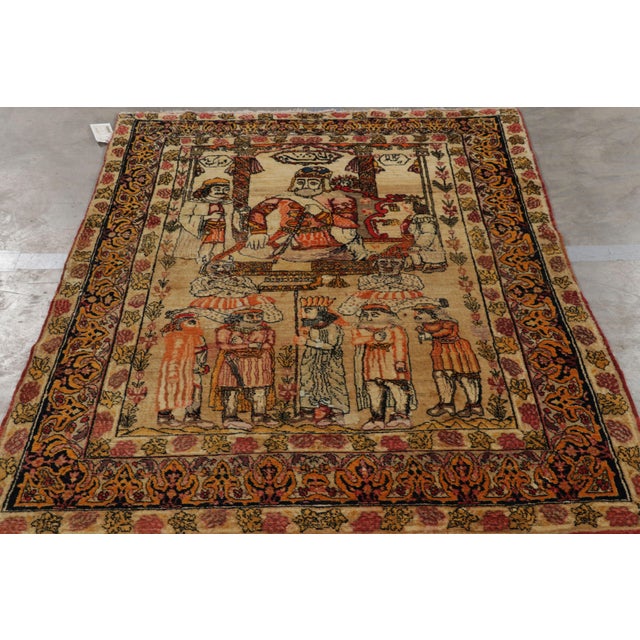 Rug & Kilim Antique Persian Malayer Rug in Beige With Pictorials and Florals - Rug & Kilim For Sale - Image 4 of 8