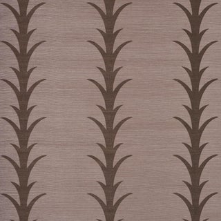 SAMPLE - Schumacher x Celerie Kemble Acanthus Stripe Sisal Wallpaper In Mocha For Sale
