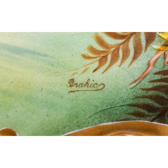 Mid 20th Century Royal Limoges France Signed Brahic Hand Painted Porcelain Fish Cabinet Plate For Sale In Miami - Image 6 of 7
