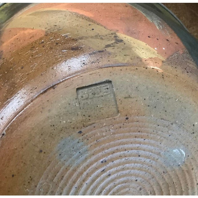 Ceramic Studio Pottery Hand Thrown Glazed Centerpiece Bowl Marked Prins For Sale - Image 7 of 8