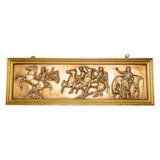Metal Bronze Bas Relief of Horses and People For Sale - Image 7 of 7