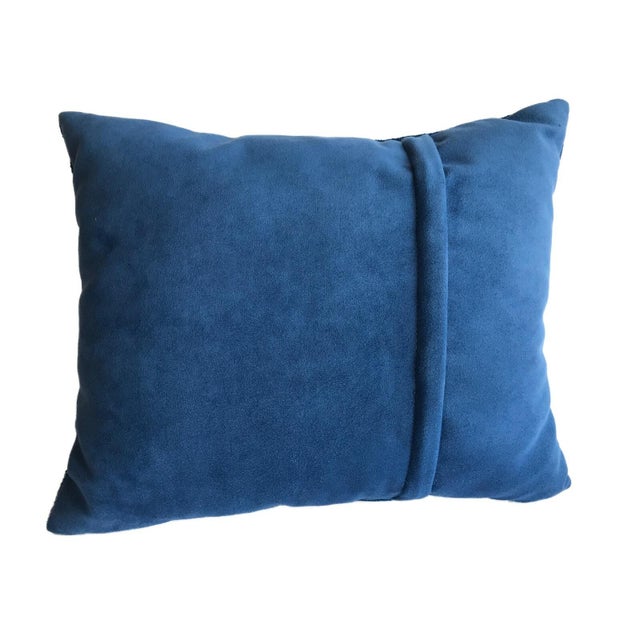 1980s African Custom Made Vintage Indigo &White Cloth Pillow 14.5" by 12.5" For Sale - Image 5 of 6