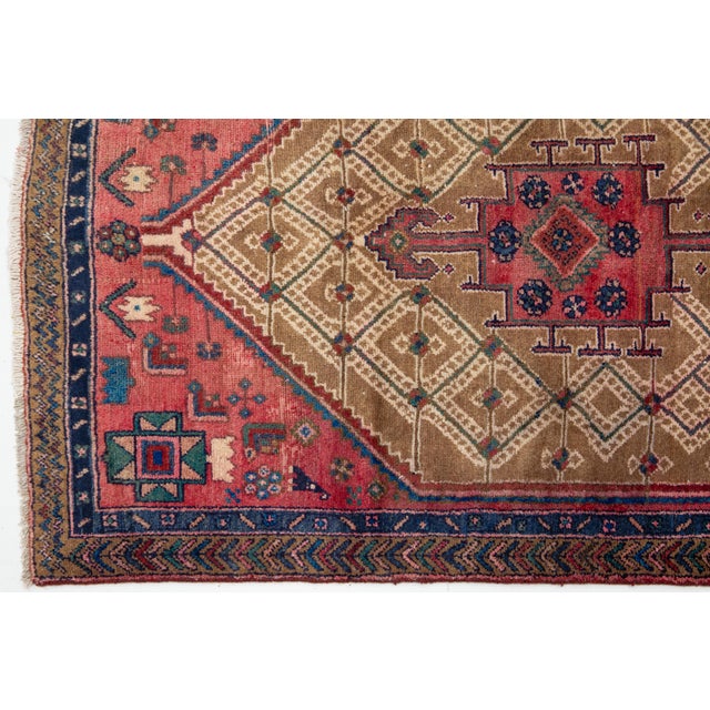 Persian Brown Vintage Hamadan Hand-Knotted Wool Rug With Geometric Pattern For Sale - Image 3 of 8