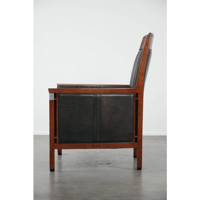 2000 - 2009 Art Deco Decoforma Series Armchair in Black Cowhide and Wood For Sale - Image 5 of 14