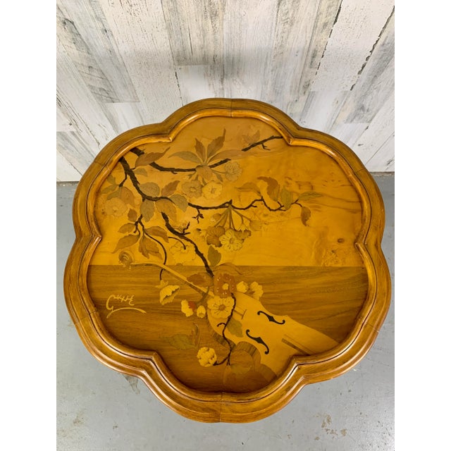 Wood Art Nouveau Marquetry Corner Table For Sale - Image 7 of 12