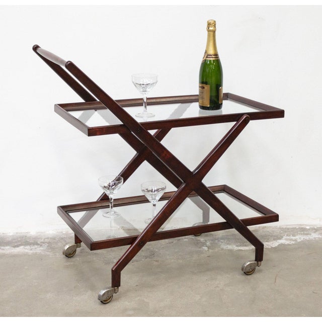Vintage Walnut Bar Cart, 1950s For Sale - Image 12 of 13