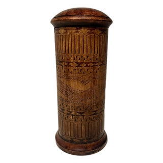 Circa 1900 Antique Indonesian Karo Batak Etched Bamboo Lime Container For Sale