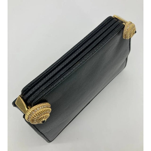 Judith Leiber Black Lizard Crystal Shells Clutch For Sale - Image 11 of 12