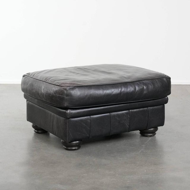 English Style Black Cowhide Ottoman For Sale - Image 11 of 11