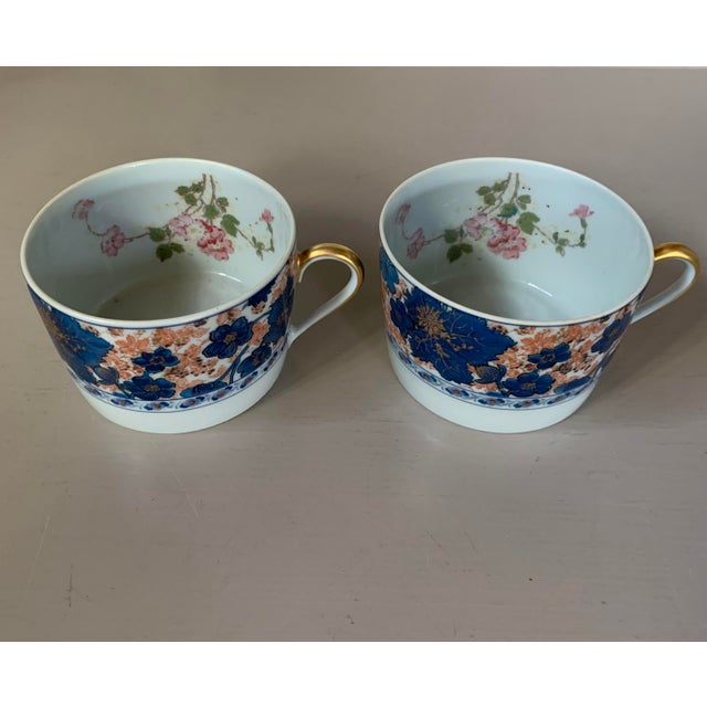 Blue Antique Haviland Dammouse Tea Cups and Saucers Set- C.1880's For Sale - Image 8 of 12