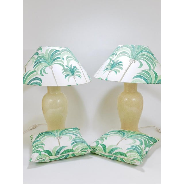 1970s Riviera Palm Tree Table Lamp with Matching Pillow by Tommaso Barbi, 1970s, Set of 2 For Sale - Image 5 of 18