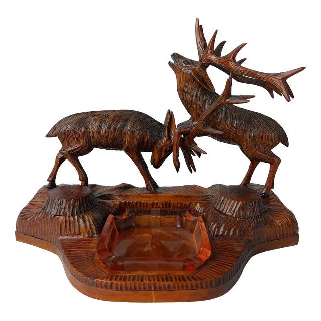 Black Forest Inkwell with Fighting Stags, 1970s For Sale