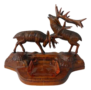 Black Forest Inkwell with Fighting Stags, 1970s