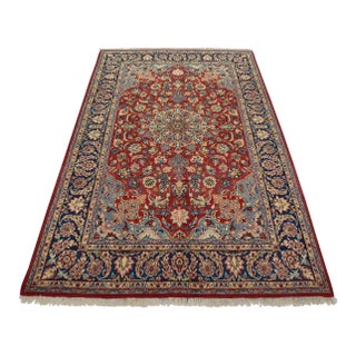 Najafabad Rug 7’8” X 10’11” Red Wool Vintage Traditional Hand-Knotted Carpet For Sale