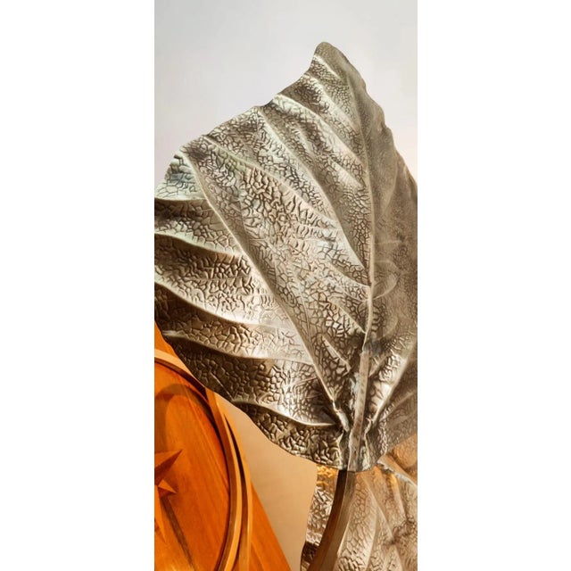 Brown Brass Lamp with Two Leaves by Tommaso Barbi For Sale - Image 8 of 18