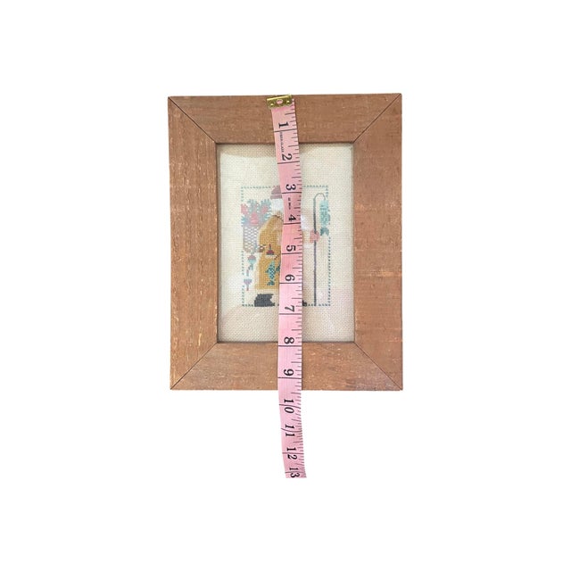 1990s Vintage Christmas Santa Claus Counted Cross Stitch Needlepoint Framed Wall Art For Sale - Image 5 of 6