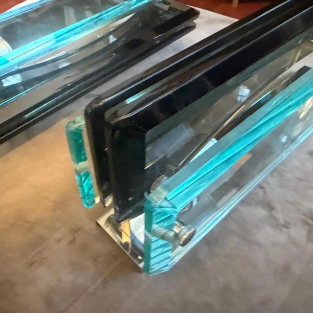 Two 1960s Space Age Heavy Glass Wall Sconces by Lupi Cristal Luxor For Sale - Image 6 of 14